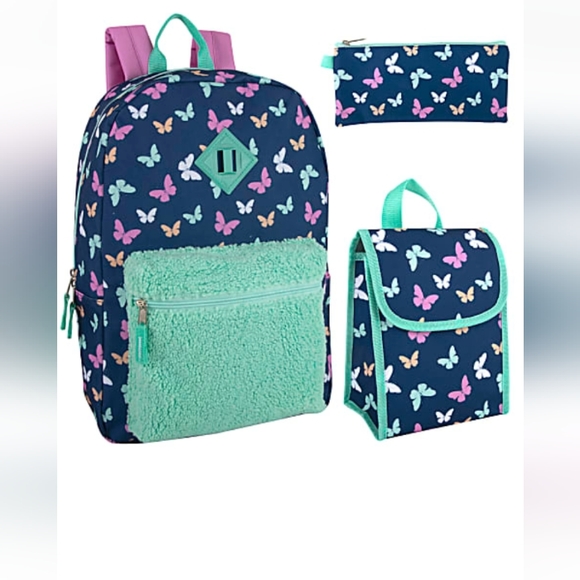 NWT trailmaker butterfly 3 in 1 backpack and lunch bag - Picture 5 of 7